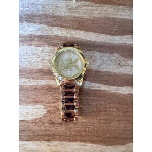 Michael Kors Womens Gold-Tone Watch With Tortoise Acetate Bracelet